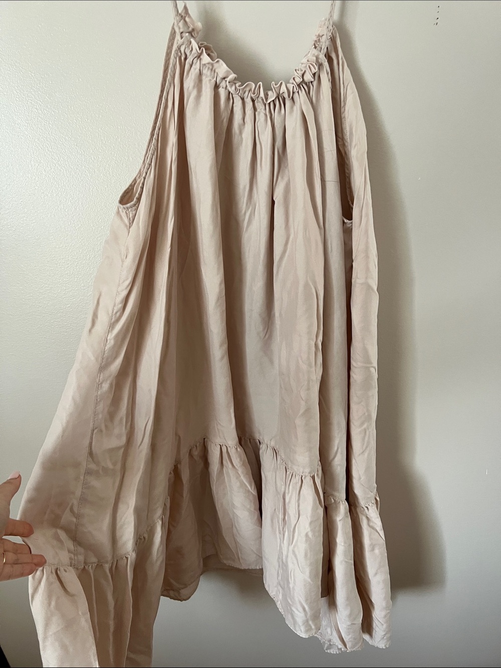 Unsubscribed Blush Spaghetti-Strap Midi Dress with Ruffle Hem - Picture 5 of 7